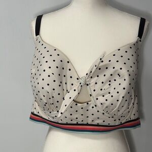 Cacique Polka Dot Bikini Top Stripe Bottom Plus Size 44 DDD